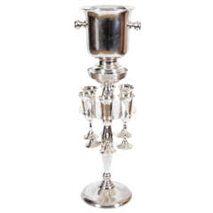 Vintage Champagne Bucket With Six Flutes